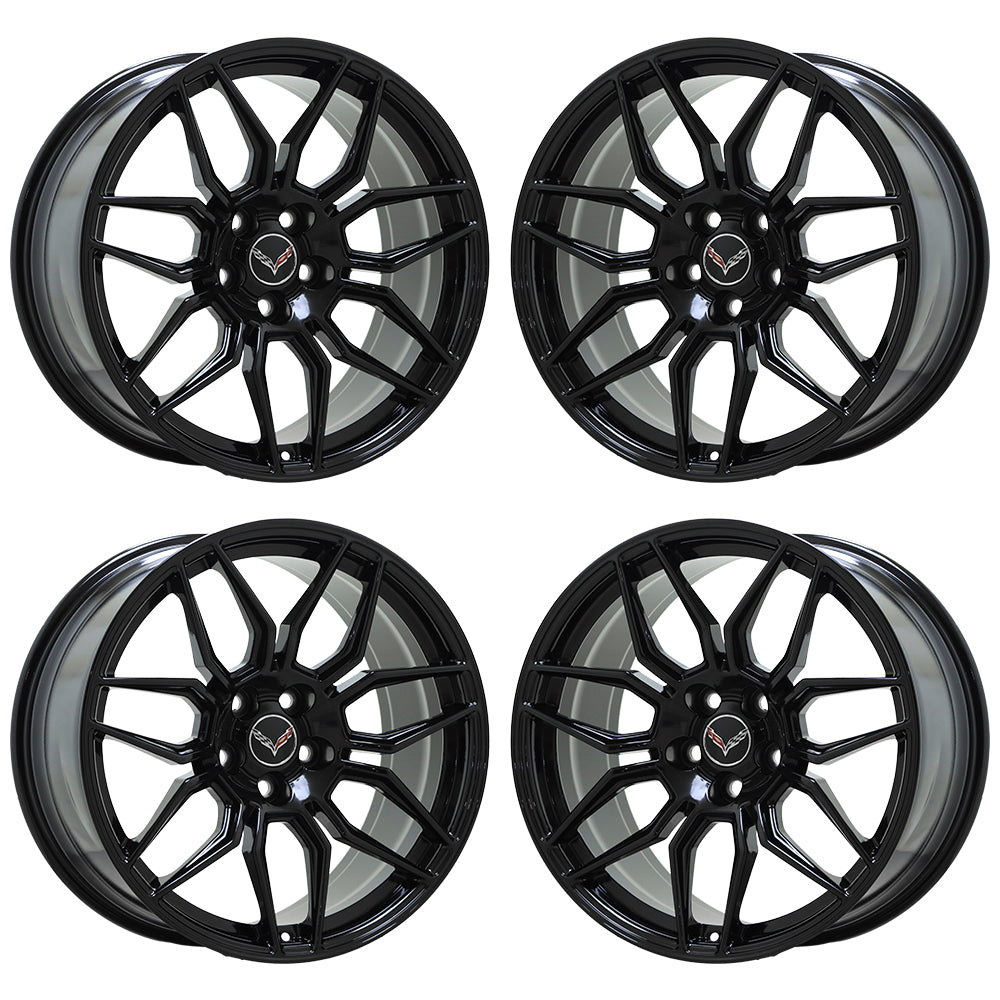 20" 21" Corvette C8 Gloss Black wheels rims Factory 95580 95581 EXCHANGE